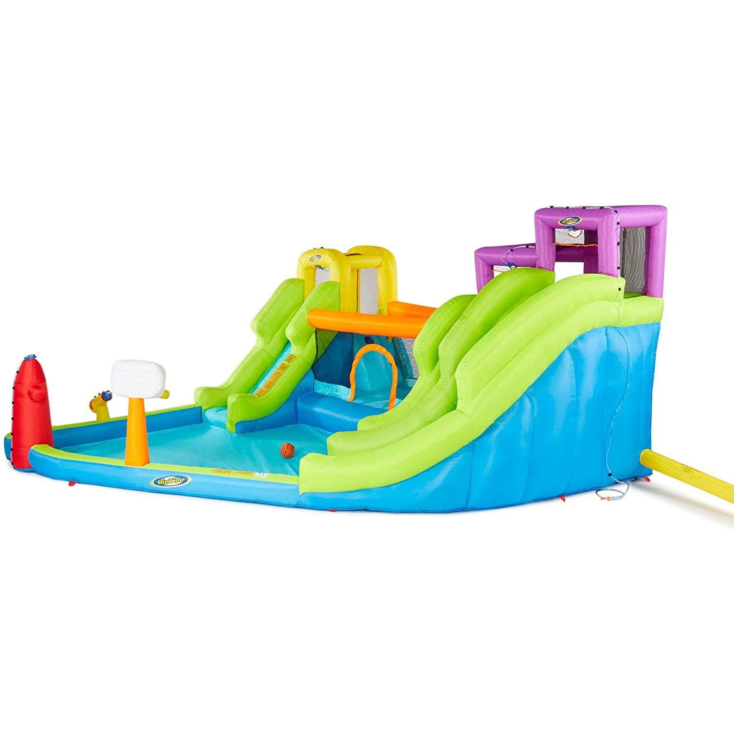 RipTide Triple Fun Inflatable PVC Water Park Obstacle Course w/ 3 Slides (Used)