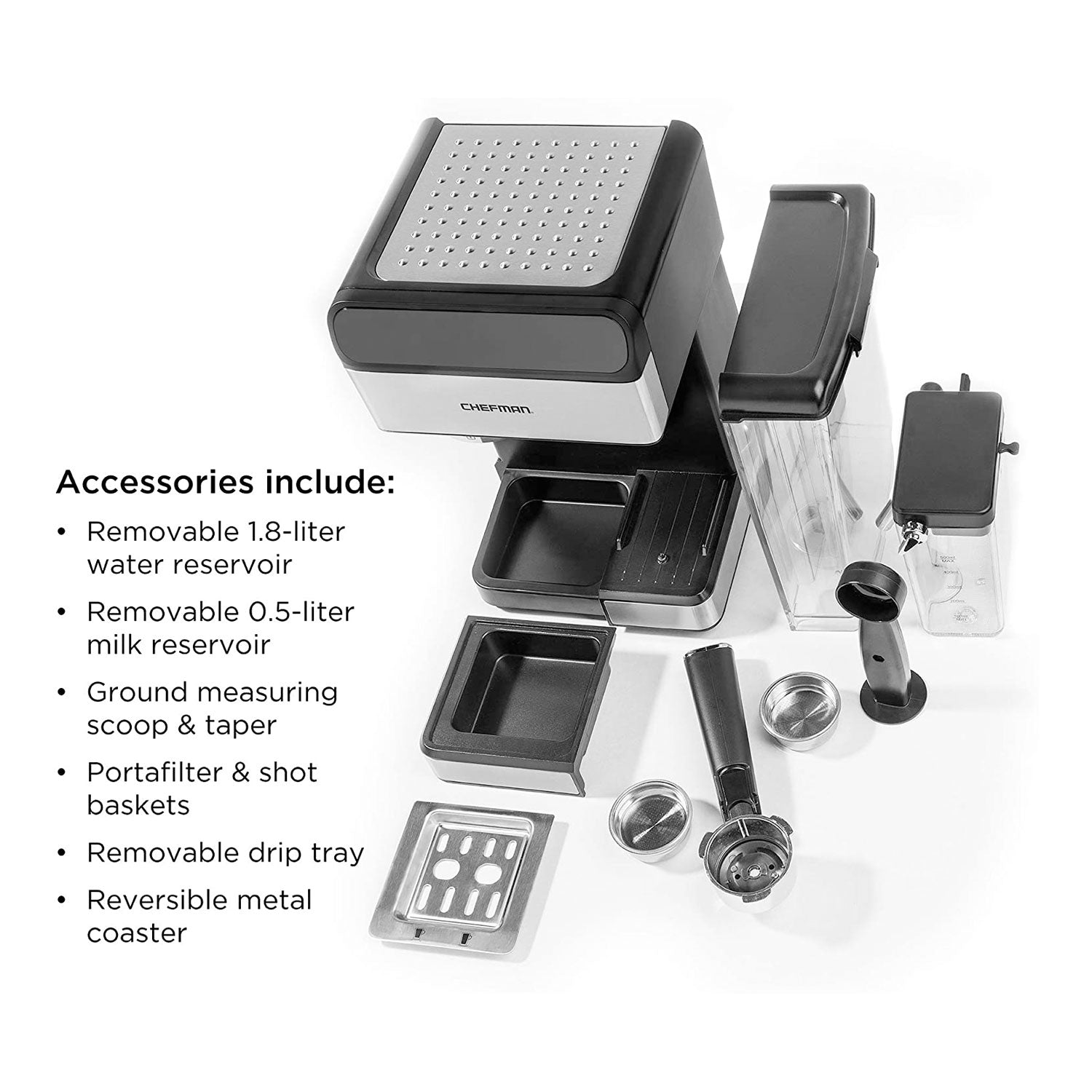 Chefman 6 in 1 Espresso Maker Coffee Machine w/ Frother & 15 Bar Pump (Open Box)