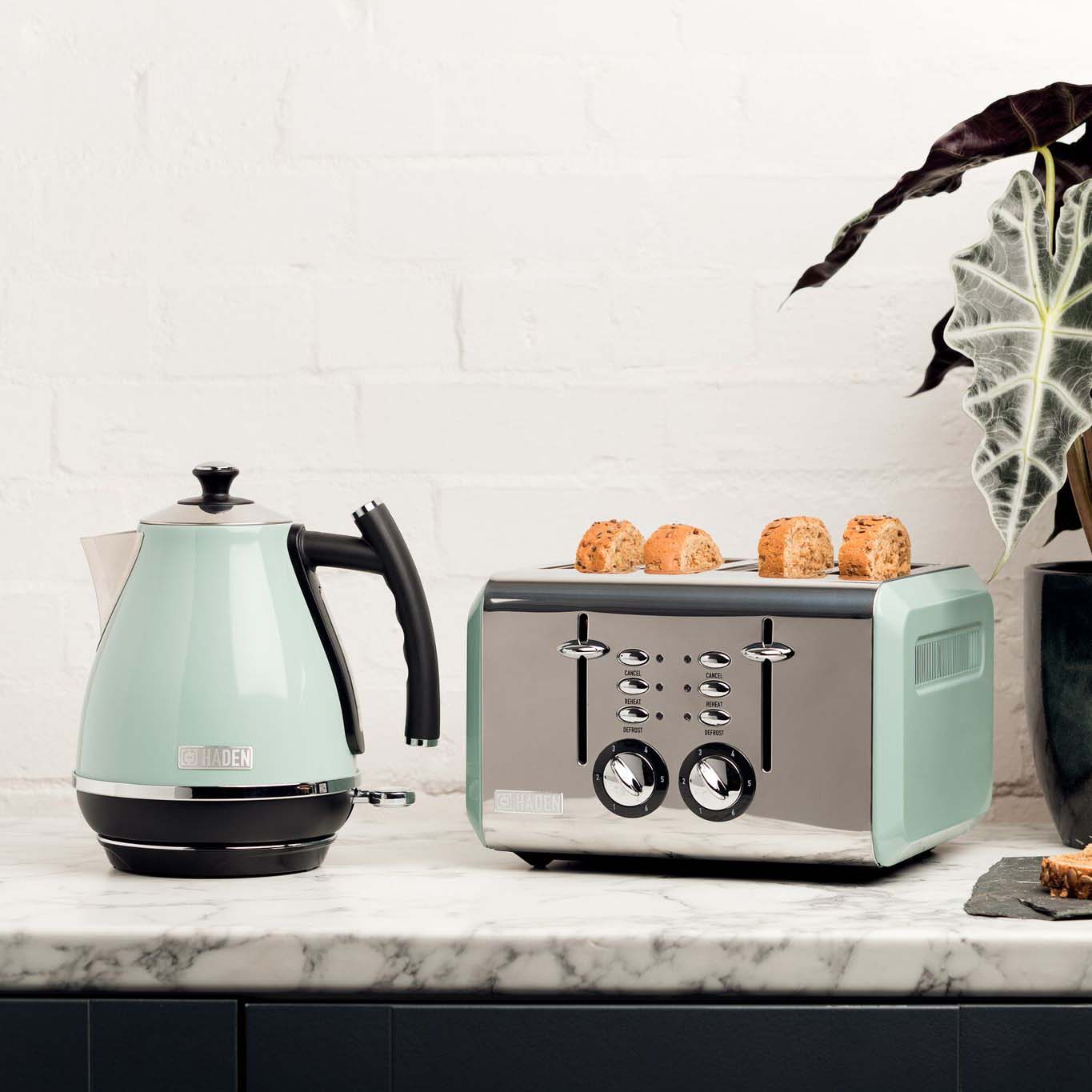 Haden Cotswold Wide Slot Stainless Steel Body Toaster, Sage Green (Open Box) - VMInnovations
