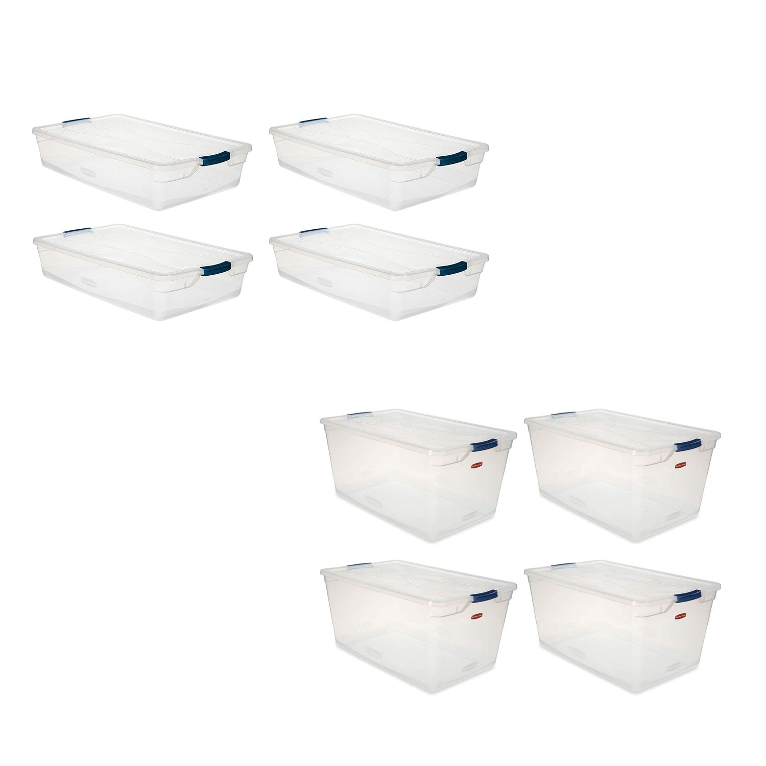 Rubbermaid Cleverstore Bundle with 4 Each 41 Qt & 95 Qt Latching Storage Bins