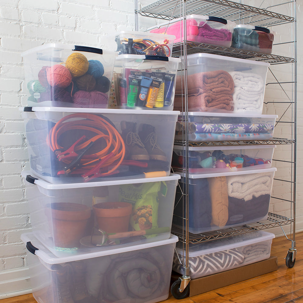 Rubbermaid Cleverstore Bundle with 4 Each 41 Qt & 95 Qt Latching Storage Bins