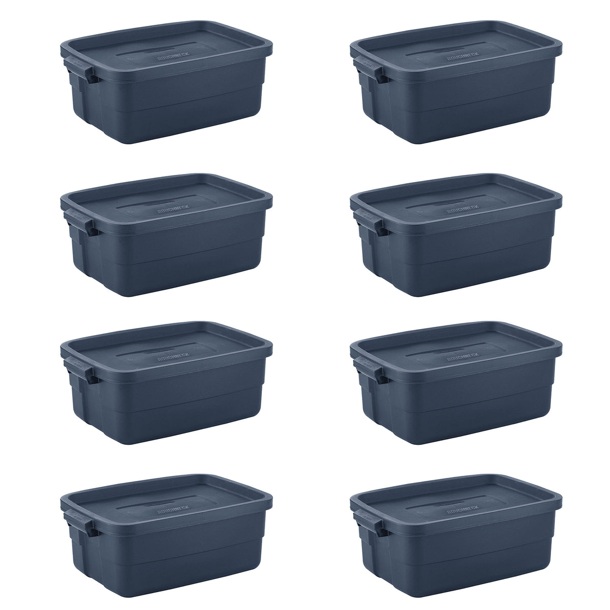 Rubbermaid 10 Gallon Stackable Storage Container, Dark Indigo Metallic (8 Pack)