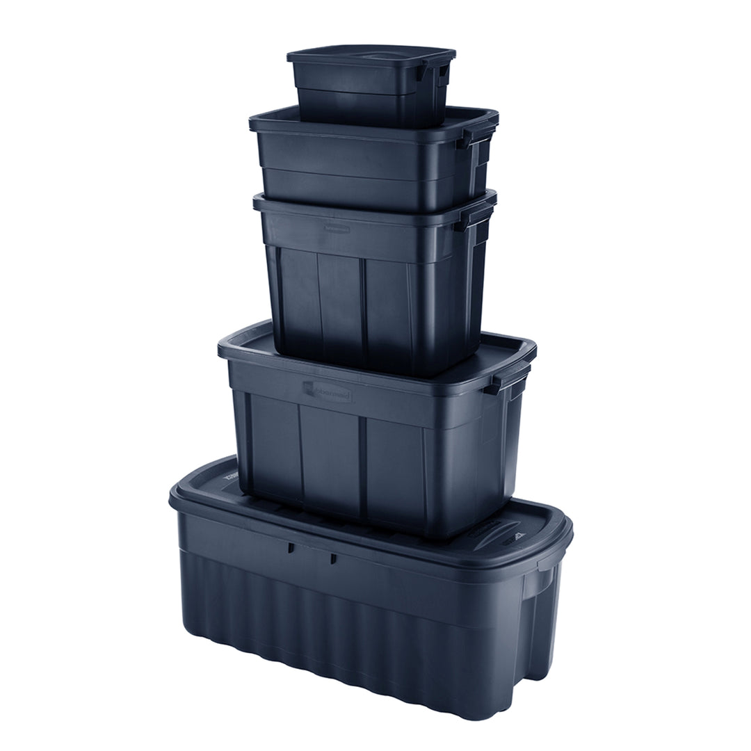 Rubbermaid 10 Gallon Stackable Storage Container, Dark Indigo Metallic (12 Pack) - VMInnovations