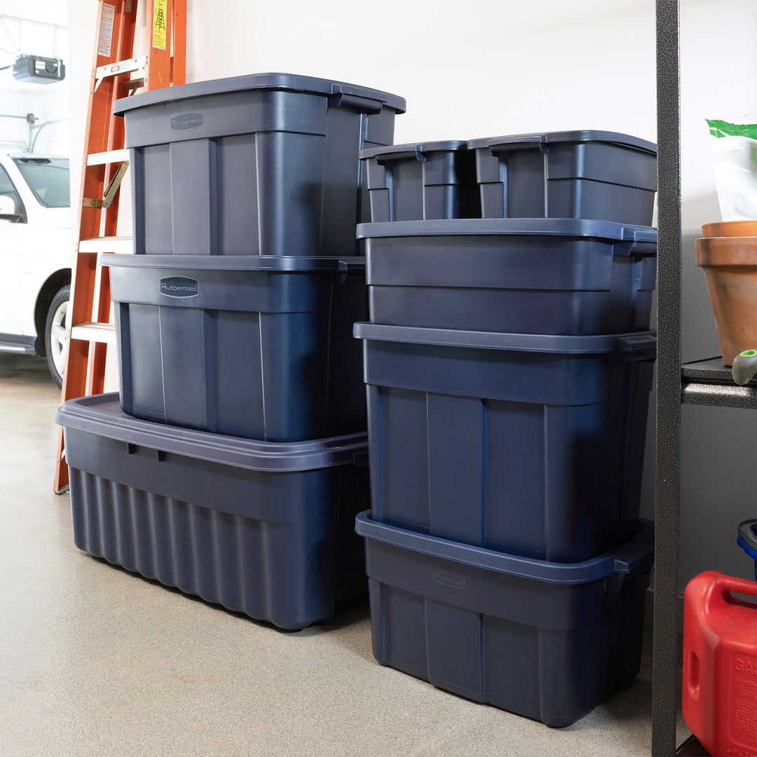 Rubbermaid 10 Gallon Stackable Storage Container, Dark Indigo Metallic (12 Pack) - VMInnovations