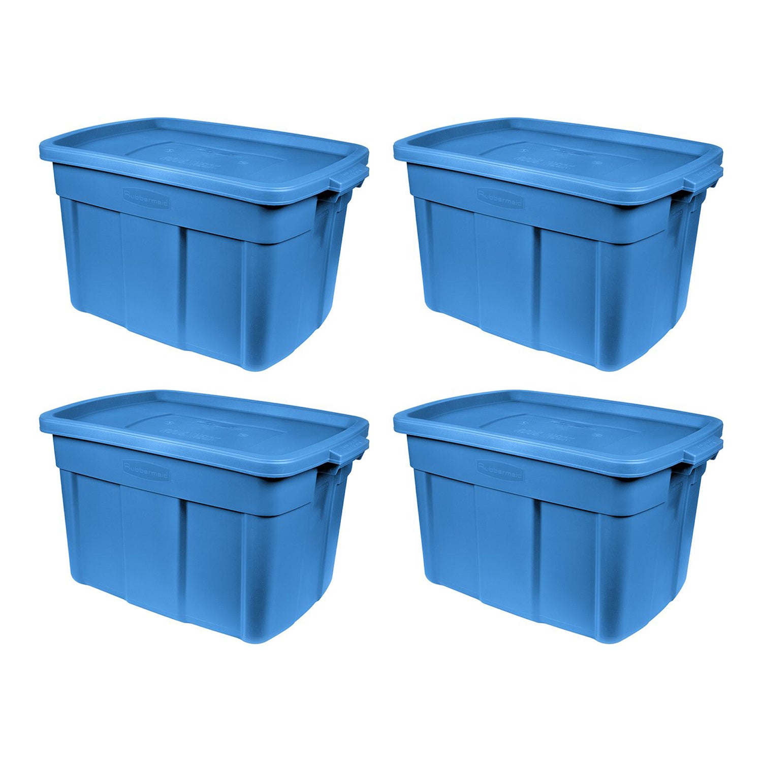 Rubbermaid 25 Gal Stackable Storage Container, Heritage Blue (4 Pack) (Used)