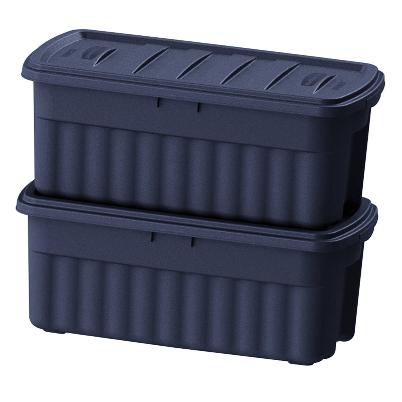 Rubbermaid 50 Gallon Stackable Storage Container, Dark Indigo Metallic (8 Pack)