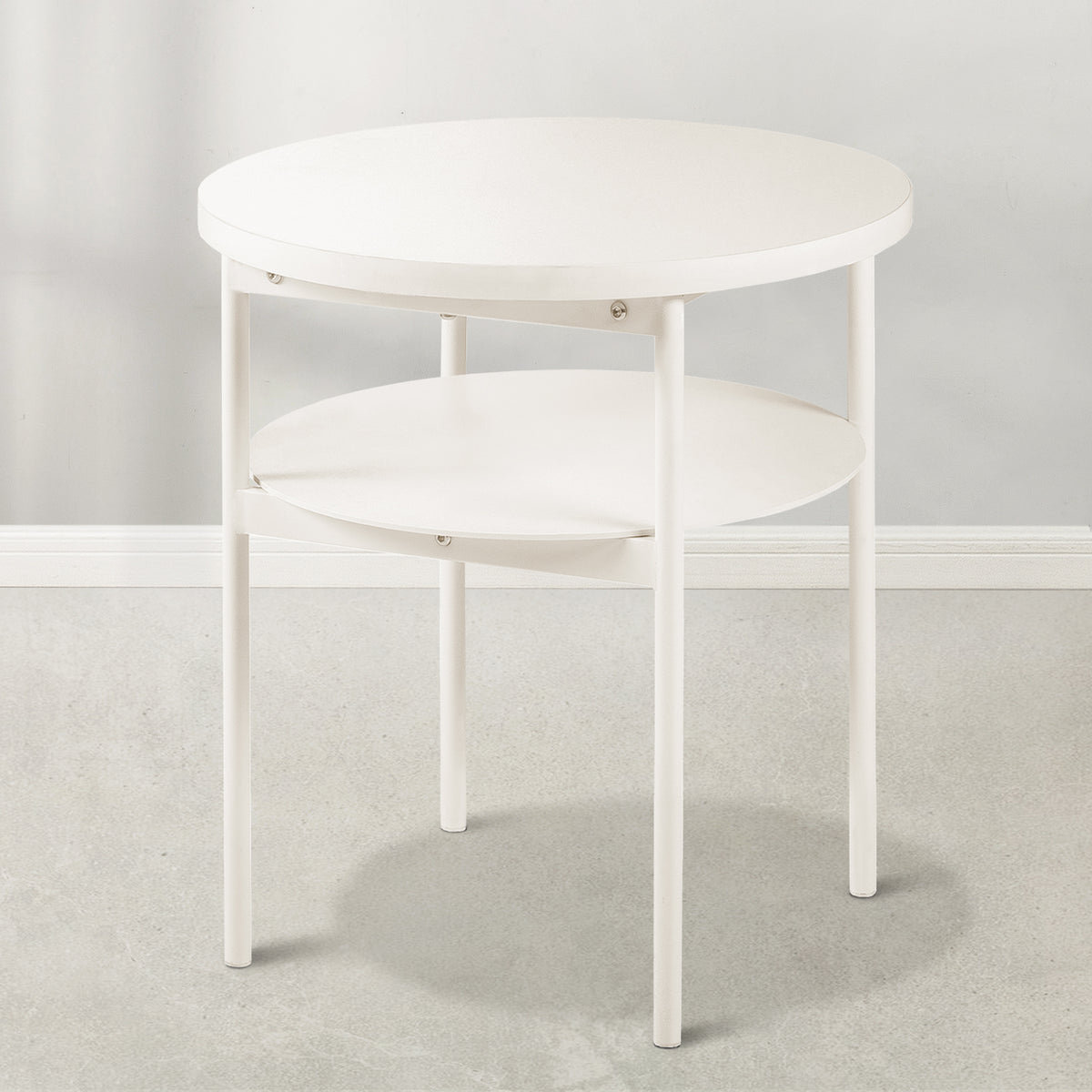 Mellow AIDA Round Multipurpose End and Side Table with Storage Shelf (Open Box)