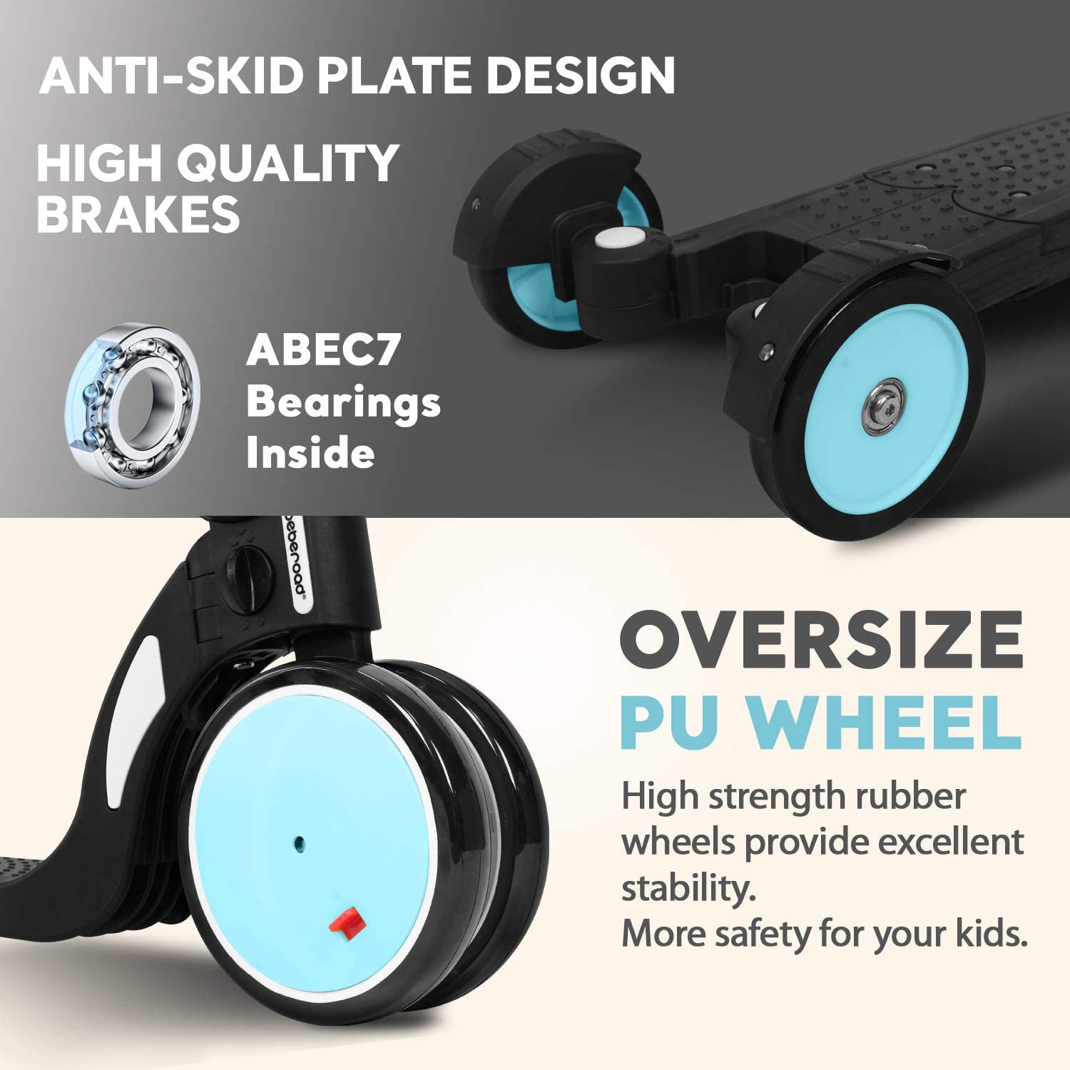 Beberoad Roadkid 5 in 1 Multifunctional Scooter & Balance Bike for Kids, Blue