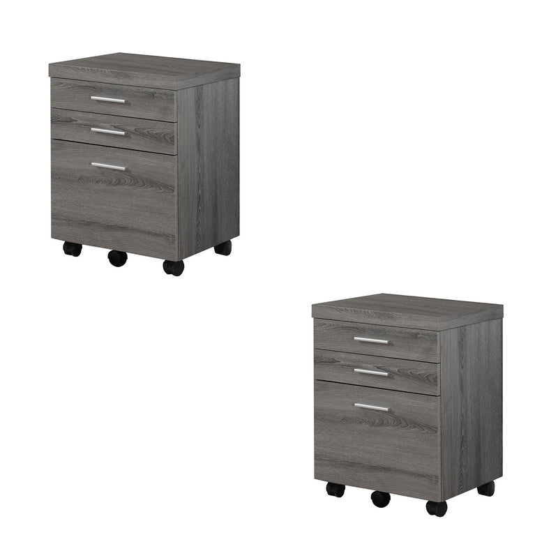 Monarch Home Office Furniture Small Rolling 3 Drawer Wood Filing Cabinet(2 Pack)