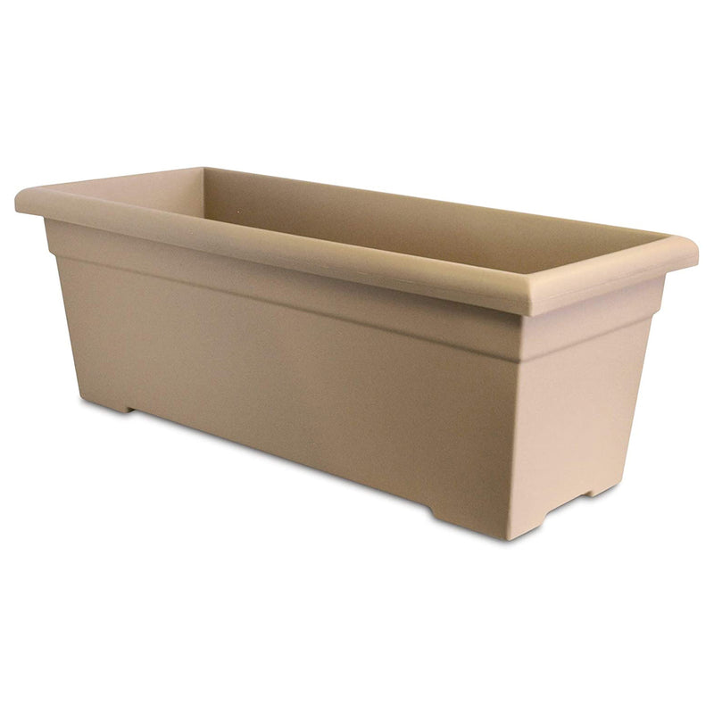 Akro Mils 28x6x12.28 In Outdoor Plastic Romana Planter Box, Sandstone Tan (3 Pk)