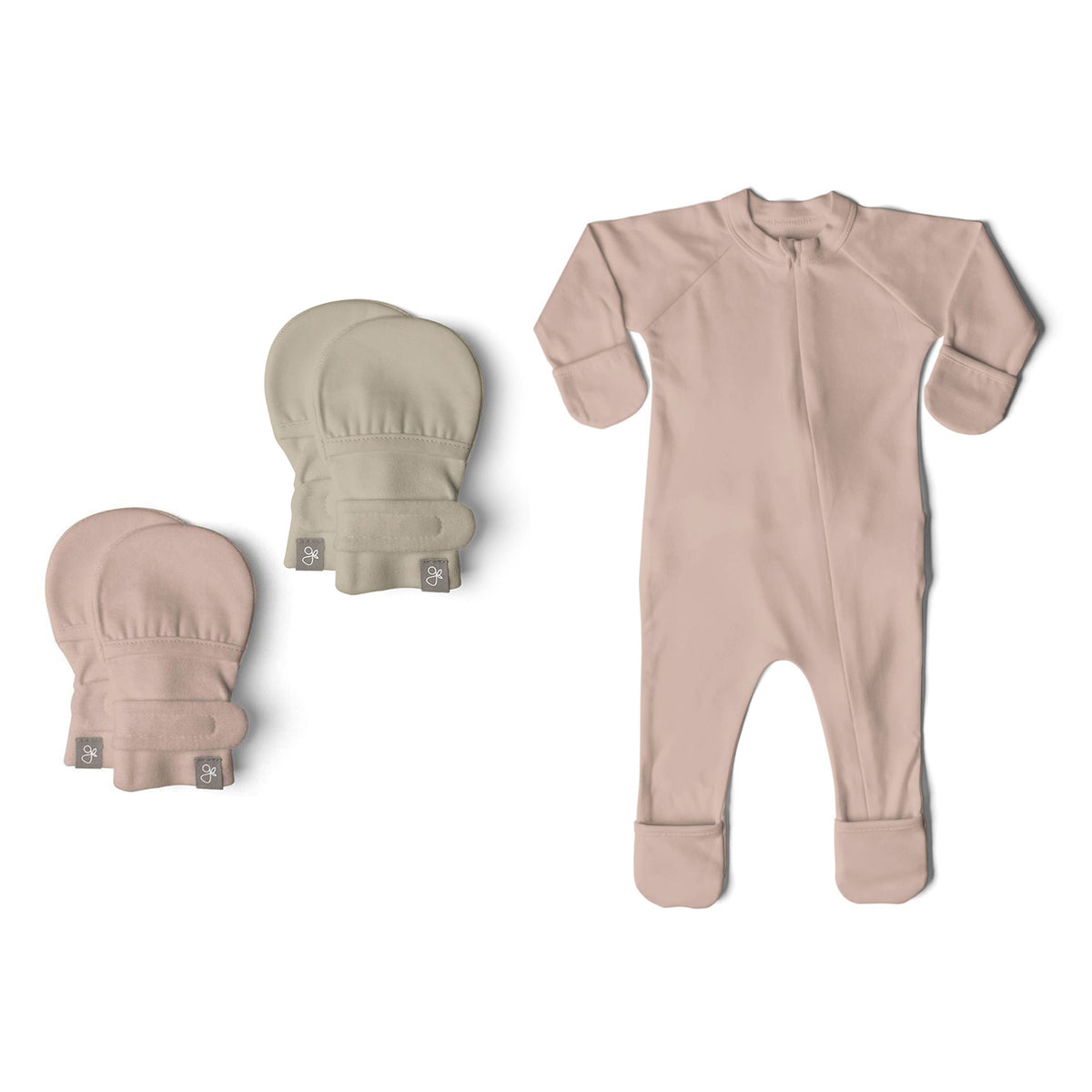 Goumikids 0-3M Organic Baby Footie Pajamas & No Scratch Infant Mittens (2 Pairs) - VMInnovations