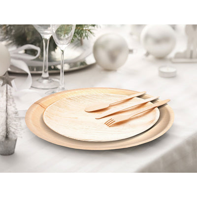 ECO SOUL Round Disposable Palm Leaf and Birchwood Dinnerware Set (450 Piece)