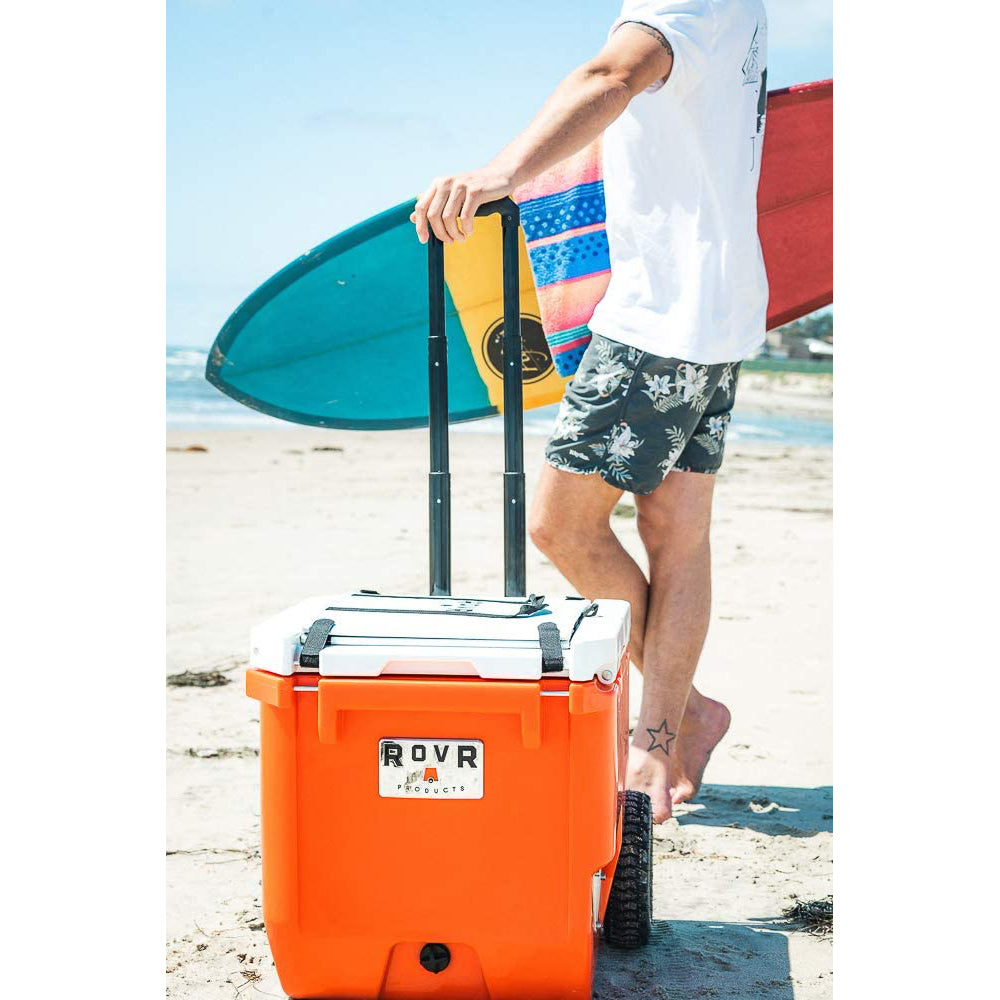 RovR RollR Rolling Outside Insulated Cooler with Wheels, 60 Qt, Desert(Open Box)