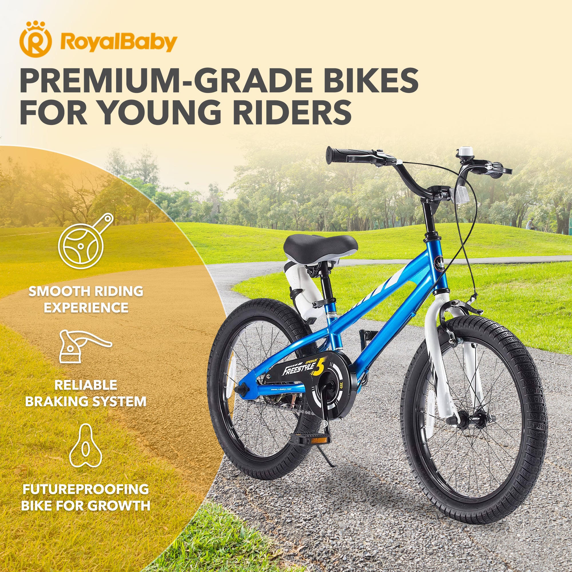 RoyalBaby Freestyle Outdoor Kid's Sporty Bicycle w/Kickstand, 1, Blue (Open Box)