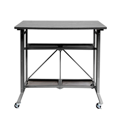 Origami Up Down Adjustable Sitting Standing Workstation Desk w/ Wheels, Gray