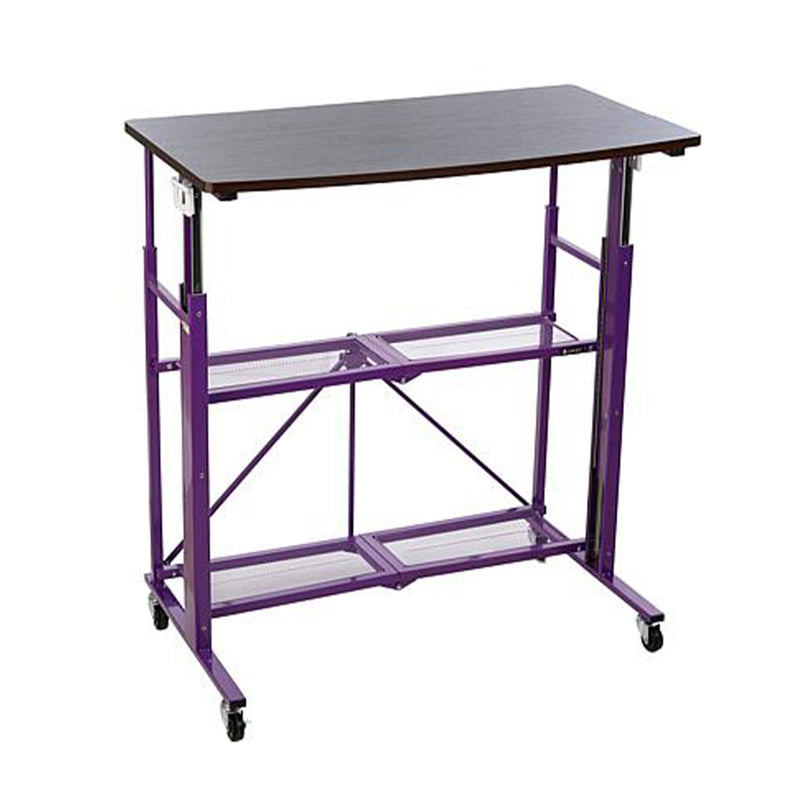 Origami Up Down Adjustable Sitting Standing Workstation Desk, Purple Walnut