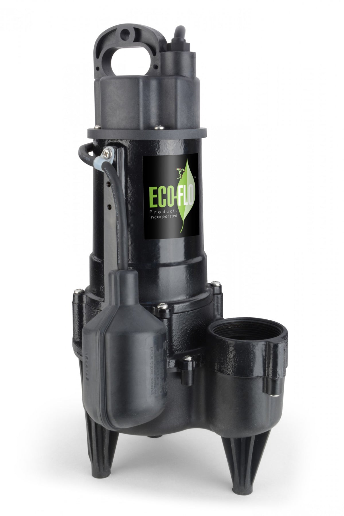 Eco-Flo 1/2 HP 5700 GPH Cast Iron Sewage Pump w/ Angle Switch & Impeller (Used)