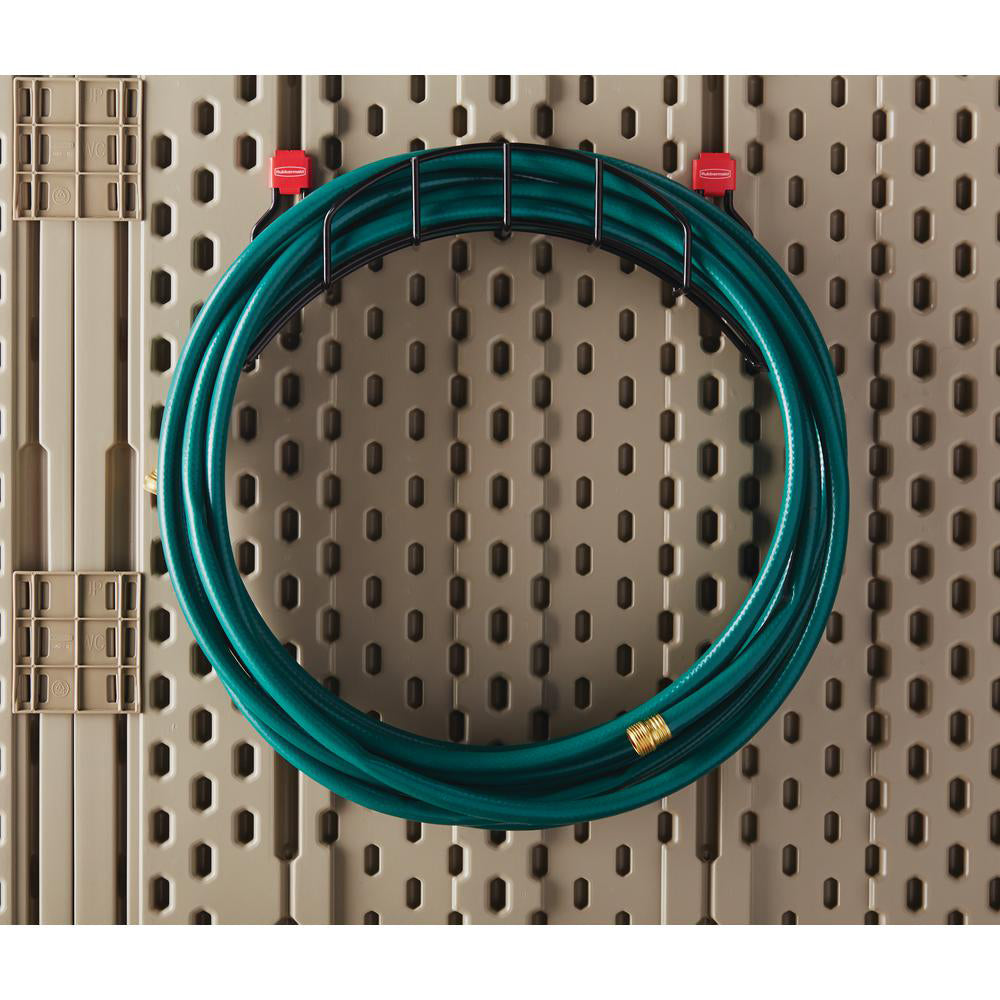 Rubbermaid Metal Shed Shelf & Space Saving Mounted Garden Hose Holder
