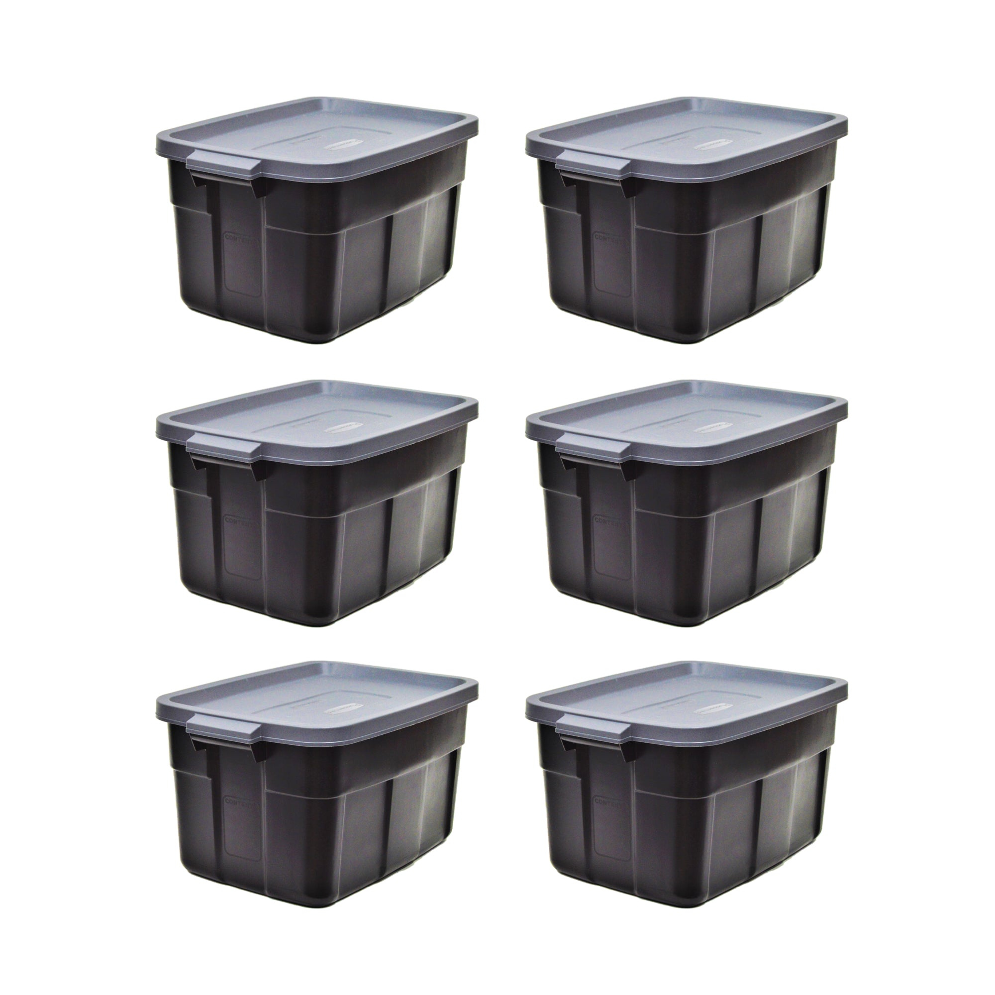 Rubbermaid Roughneck Tote 14 Gallon Container, Black/Cool Gray (6 Pack) (Used) - VMInnovations