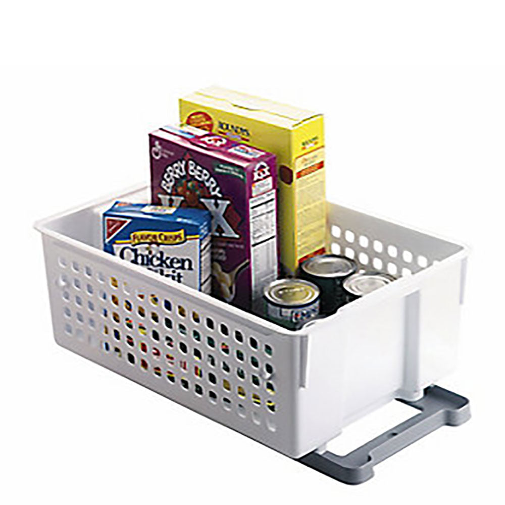 Rubbermaid Slide 'n Stack Sliding Storage Basket Container, White (Open Box)