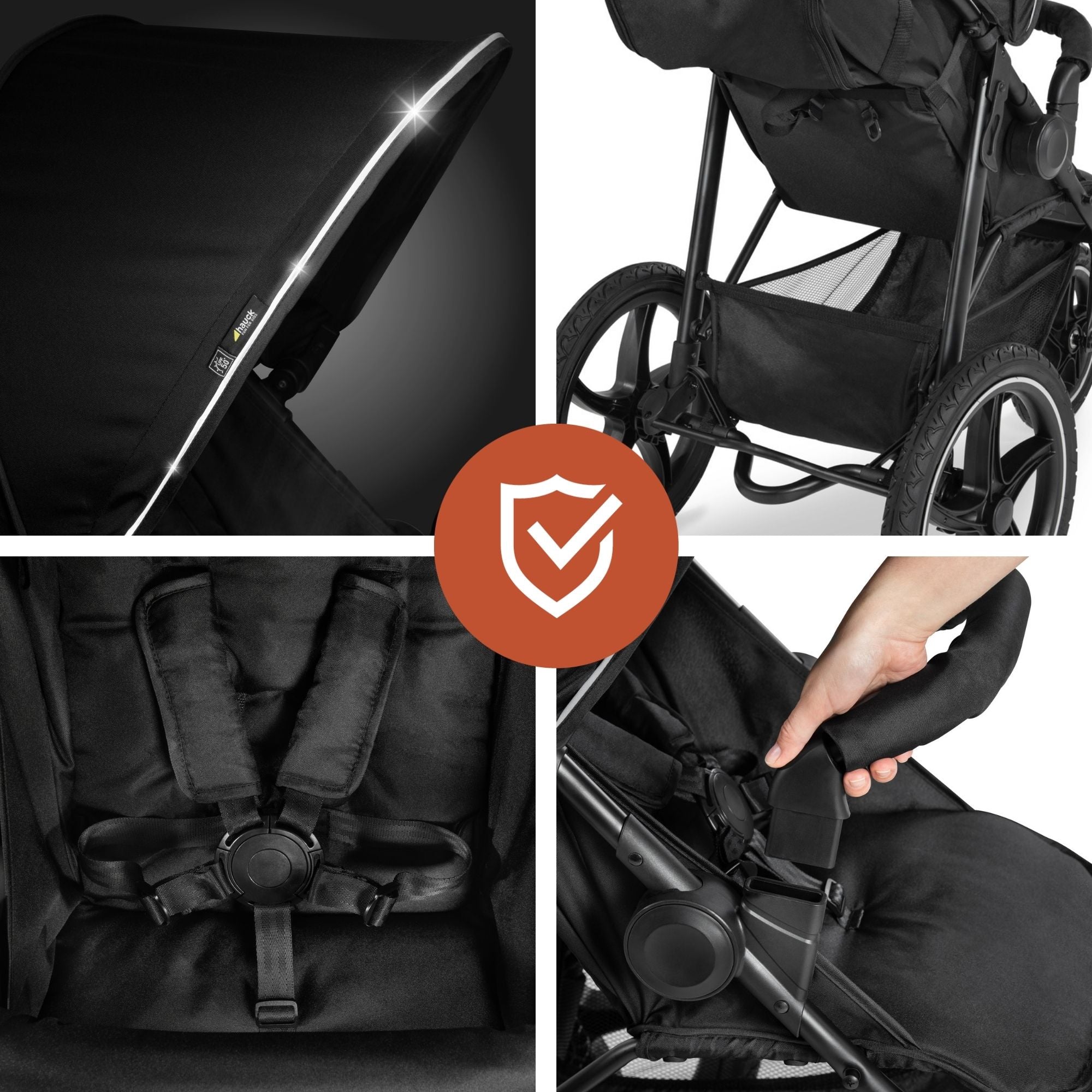 hauck 3-Wheel All Terrain Stroller with Raincover - From Birth up to 48.5lbs