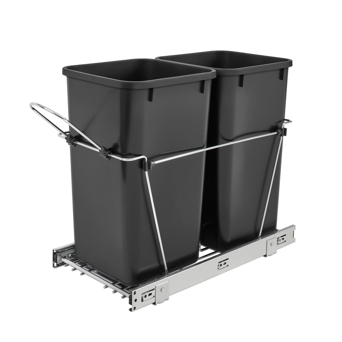 Rev A Shelf Double 27 Quart Sliding Pull Out Waste Bin Container (2 Pack)
