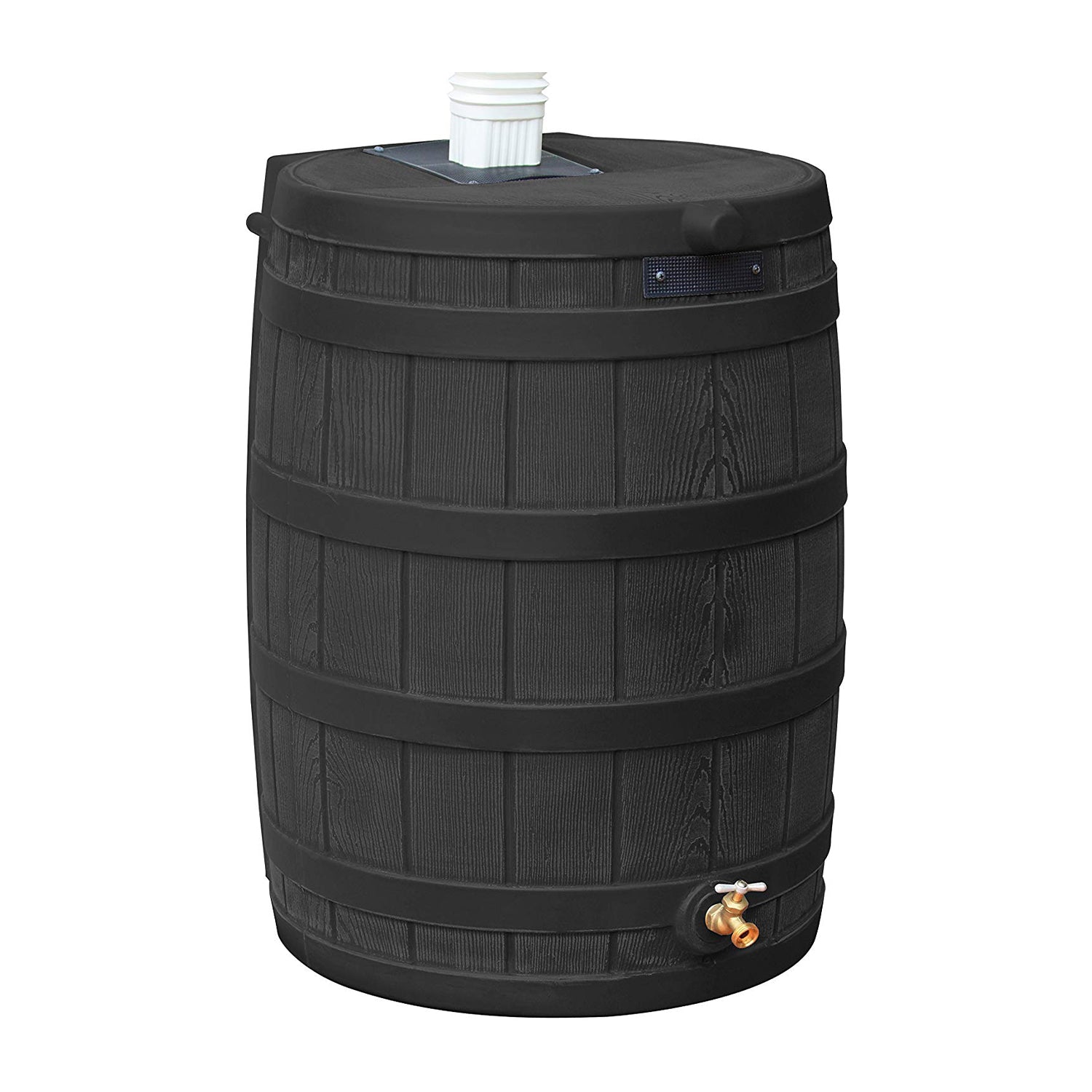 Good Ideas Rain Wizard 40 Gallon Plastic Rain Barrel Bundled with Stand, Black - VMInnovations