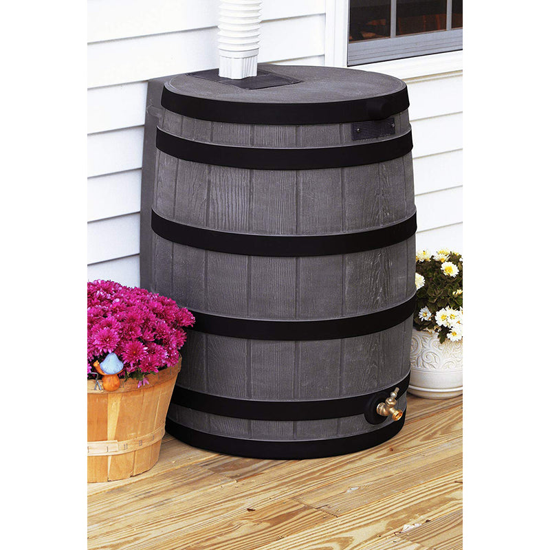 Good Ideas Rain Wizard Rain Collection Barrel 40-Gallon Darkened Ribs, Oak