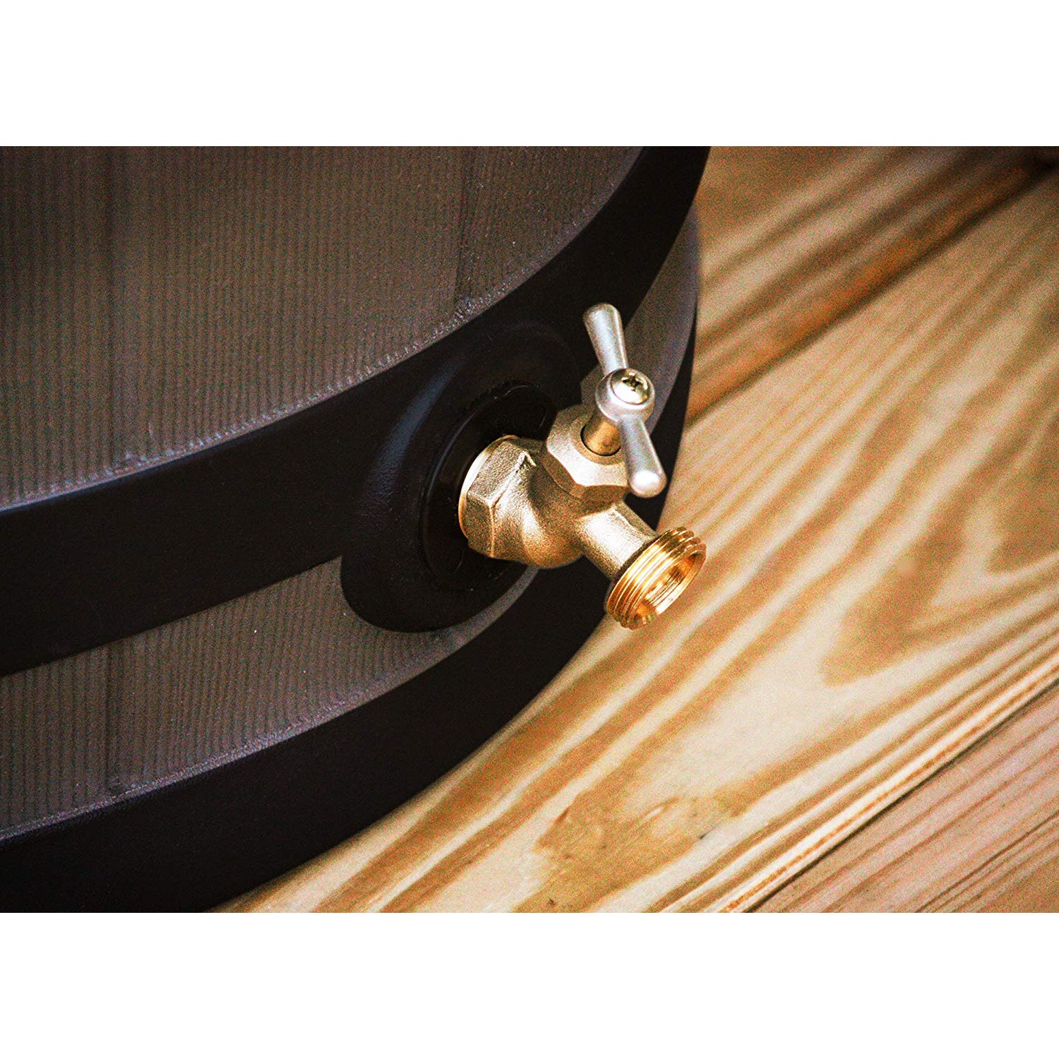 Good Ideas Rain Wizard Rain Collection Barrel 40-Gallon Darkened Ribs, Oak - VMInnovations