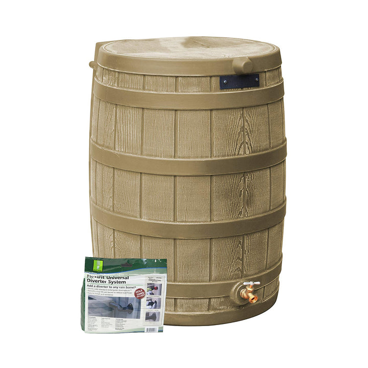 Good Ideas Rain Wizard 50 Gallon Rain Barrel Water Collector with Diverter Kit - VMInnovations