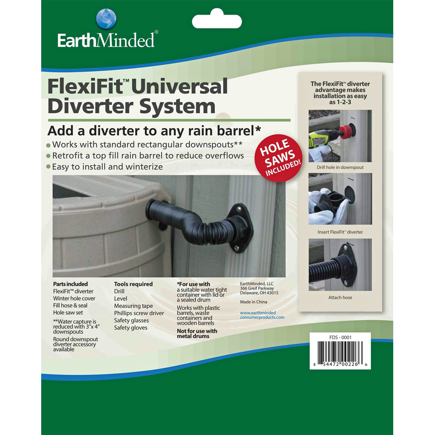 Good Ideas Rain Collection Barrel 50-Gallon w/ Diverter Kit, Oak (Open Box) - VMInnovations