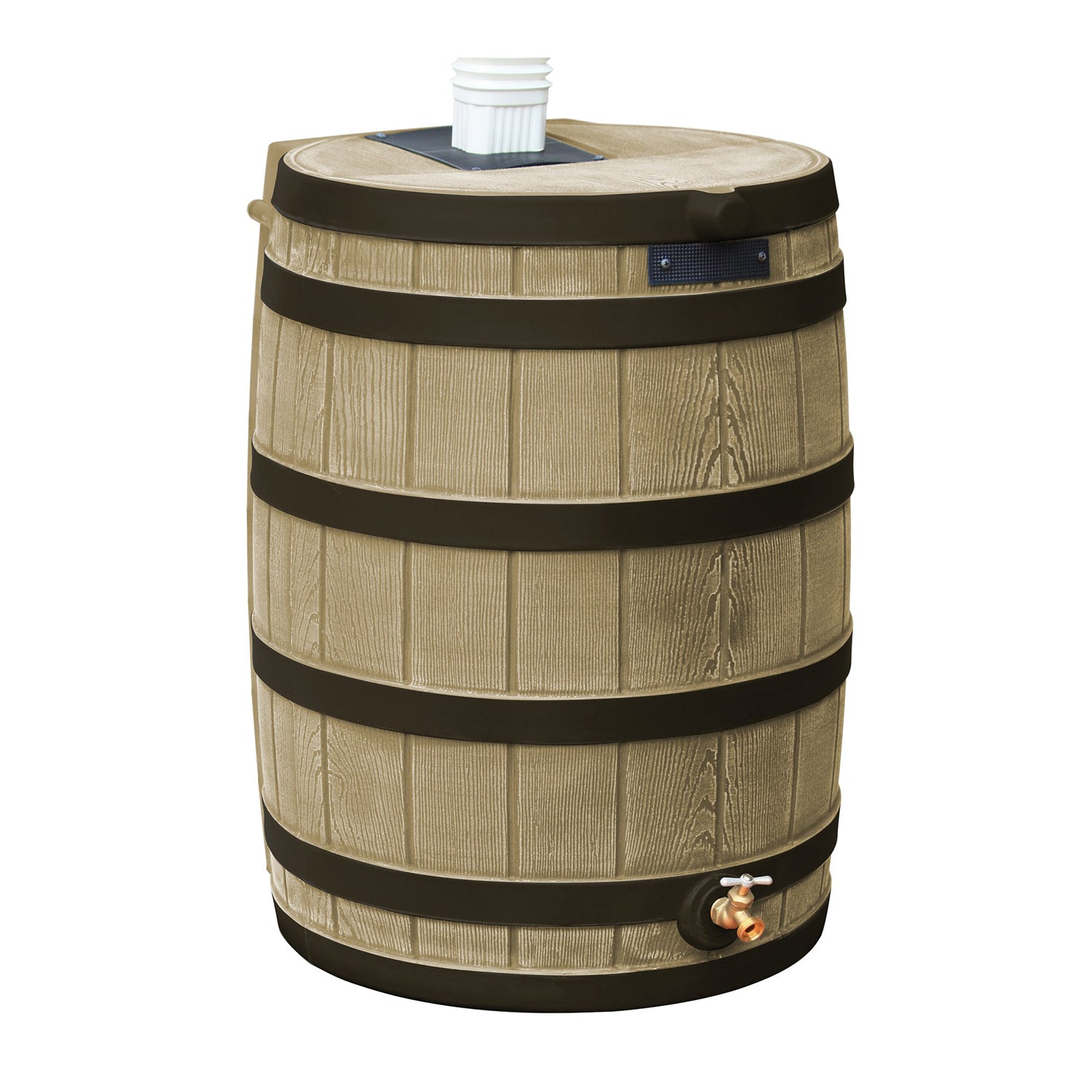 Good Ideas Rain Wizard 50 Gallon Plastic Rain Barrel Water Collector, Khaki - VMInnovations