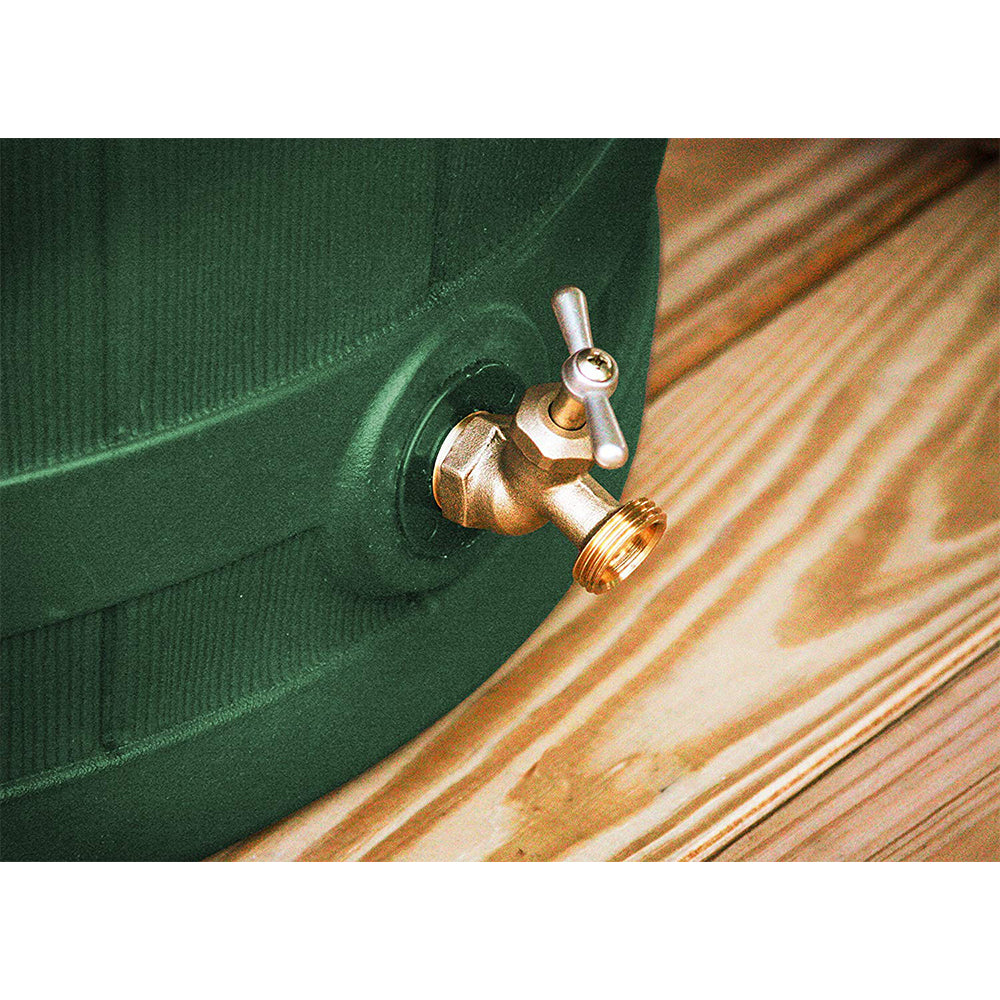 Good Ideas Rain Wizard 50 Gallon Plastic Rain Barrel, Green with 50' Soaker Hose