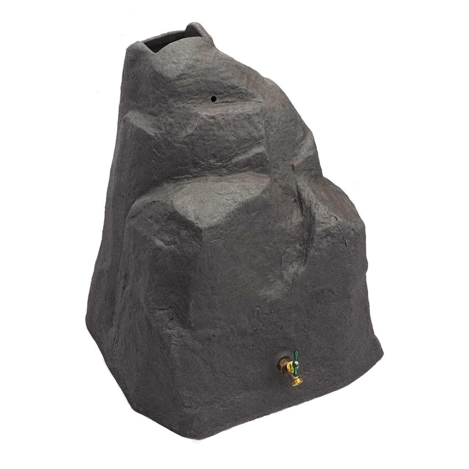 Good Ideas Rain Wizard 42 Gallon Rain Barrel Rock w/ Brass Spout, Dark Granite