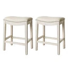 Maven Lane Adrien Kitchen Saddle Counter Stool, White Oak (Used) (2 Pack)