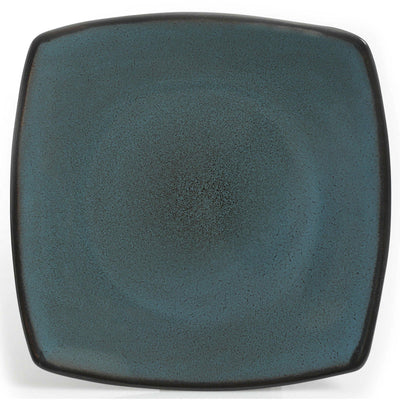 Gibson 16-Piece Dinnerware Set with Plates, Bowls, and Mugs, Teal and Black