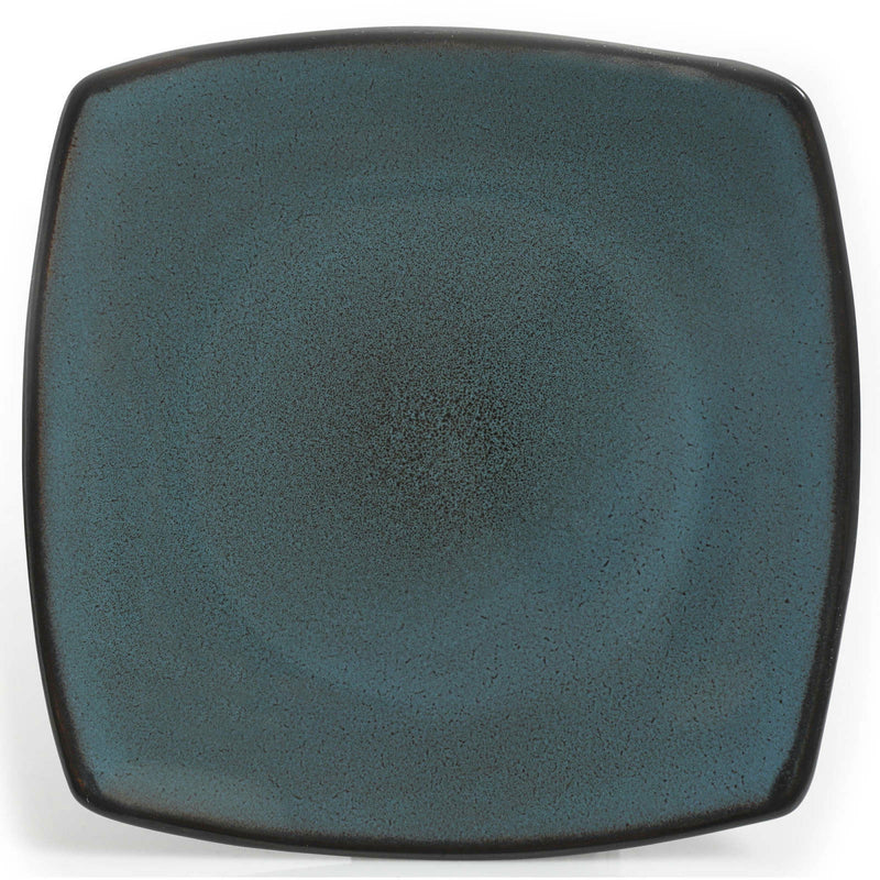 Gibson 16-Piece Dinnerware Set with Plates, Bowls, and Mugs, Teal and Black