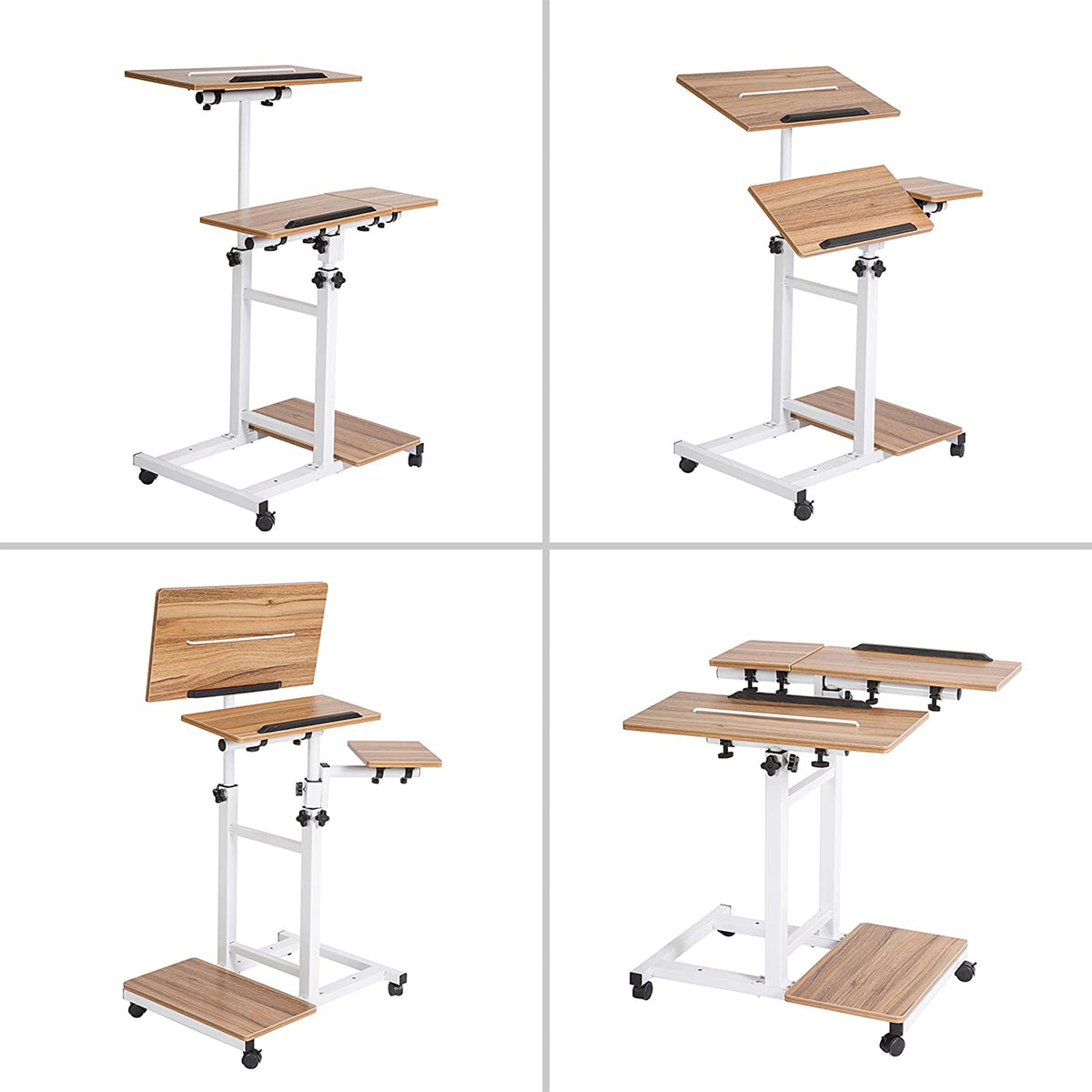SDADI 3-in-1 Adjustable Height Mobile Home Office Standing Desk, Black(Open Box)