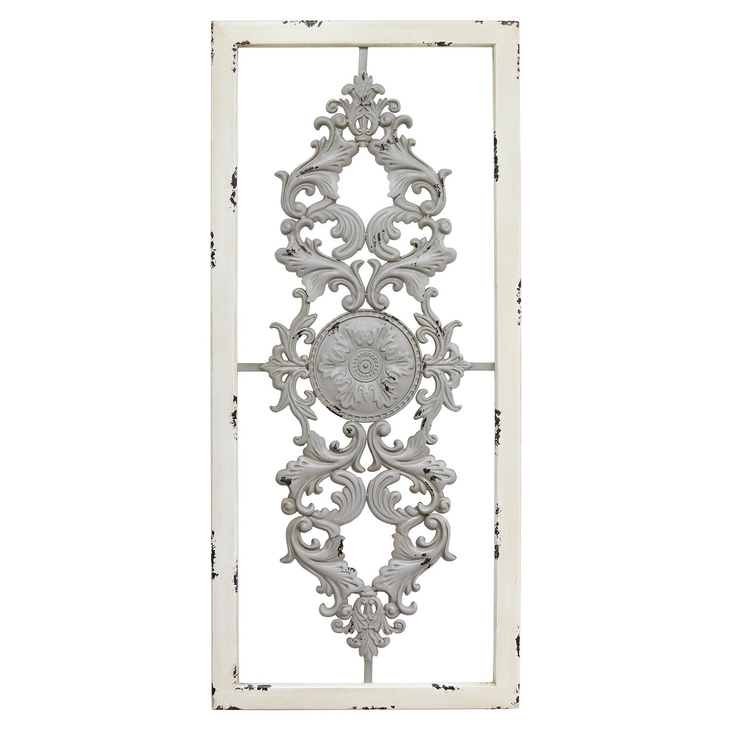 Stratton Home Decor Handmade Wood Rustic Scroll Panel Wall Decor, Gray (2 Pack) - VMInnovations