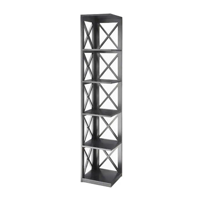 Convenience Concepts 5 Tier Shelf X Frame Home Corner Bookcase, Black (Open Box)