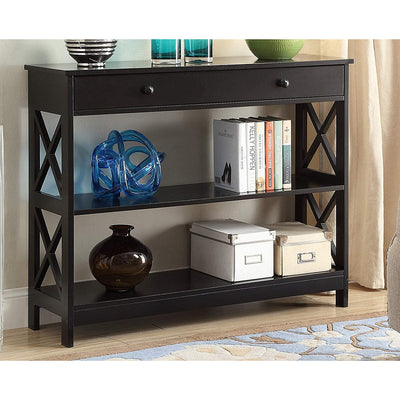 Convenience Concepts 1 Drawer Console Table with 2 Open Shelves, Black (Used)