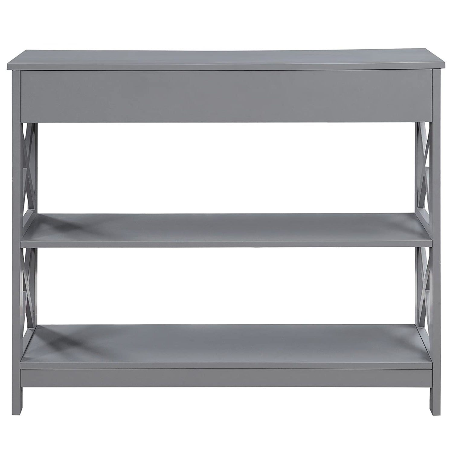 Convenience Concepts 1 Drawer Console Table with 2 Open Shelves, Gray (Open Box)