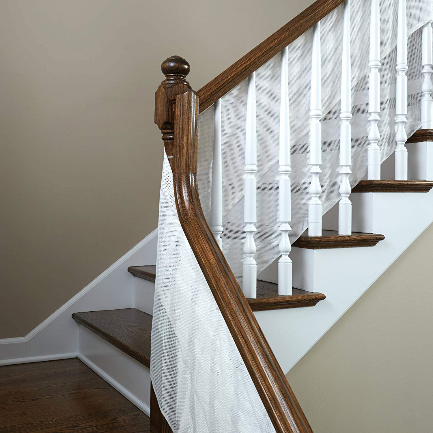 KidCo 15in Stretchy See-Through Mesh Protective Railing Guard, White (Open Box) - VMInnovations