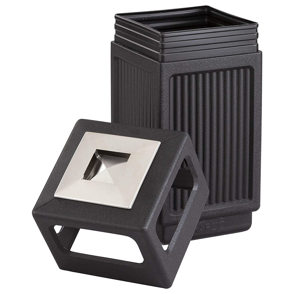 Safco Canmeleon Outdoor Indoor Recessed Panel Trash Can with Ashtray, 15 Gallon