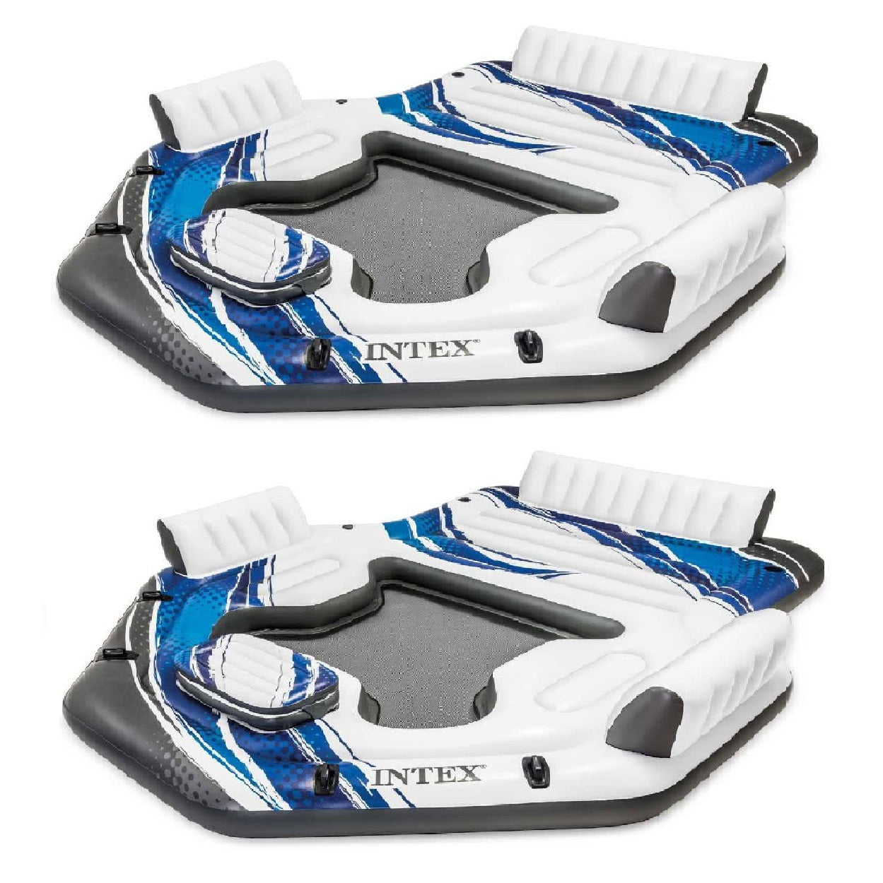 Intex Adult 5 Seat Inflatable Tropical Island Lounging Pool Float, Blue (2 Pack) - VMInnovations