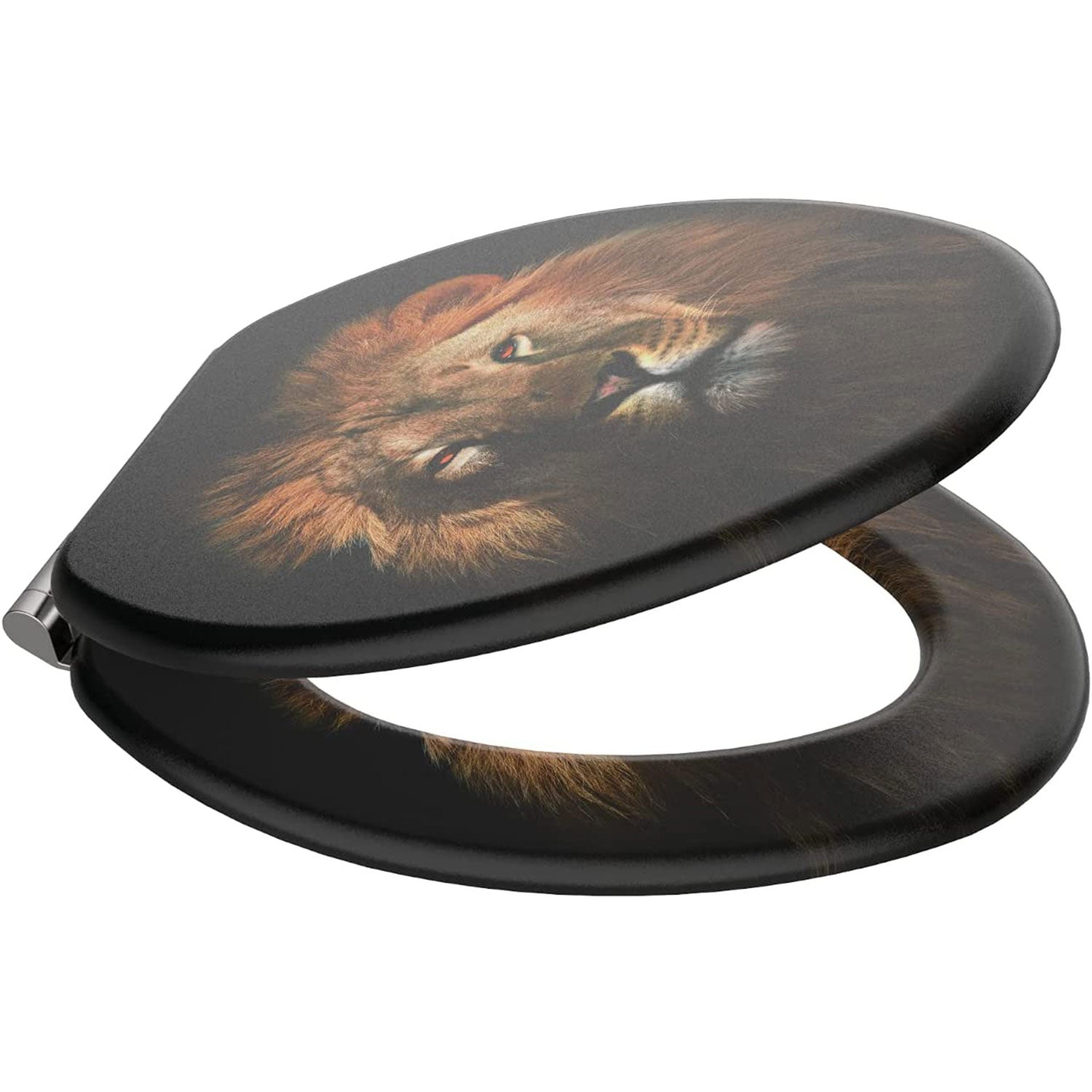 Sanilo 358 Soft Close Lid Molded Wood Adjustable Toilet Seat, Lion (For Parts)