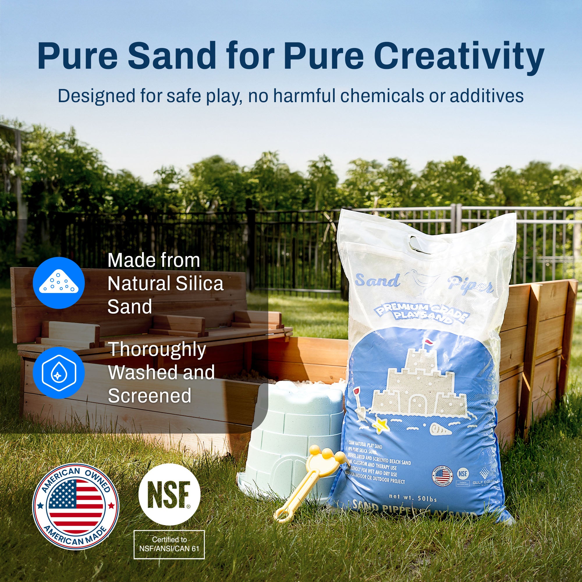 SandPiper 50 lb Premium Grade Play Sand with Chemical Free Formula, 56 Pack