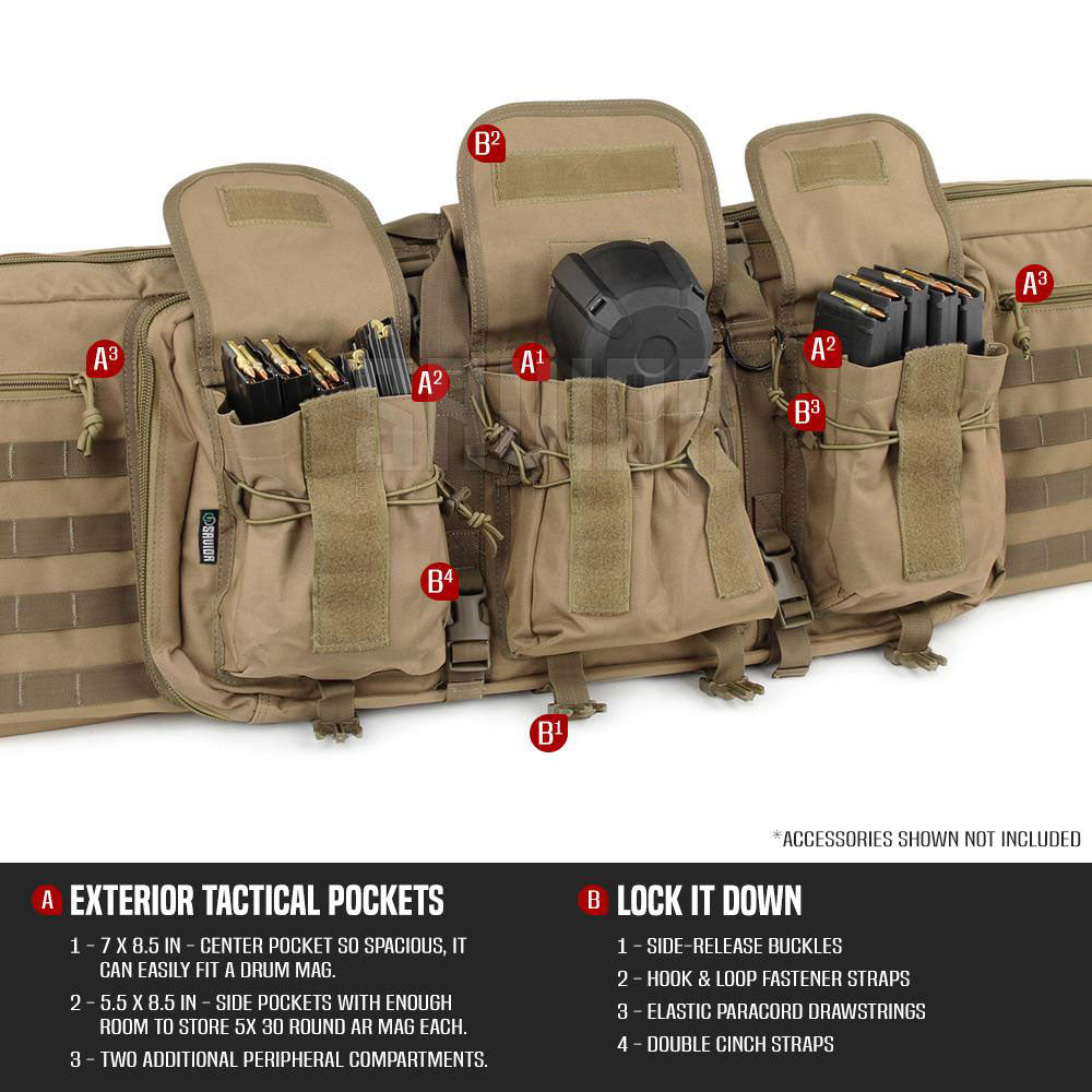 Savior Equipment American Classic 46 Inch Soft Double Long Gun Rifle Case, Tan - VMInnovations