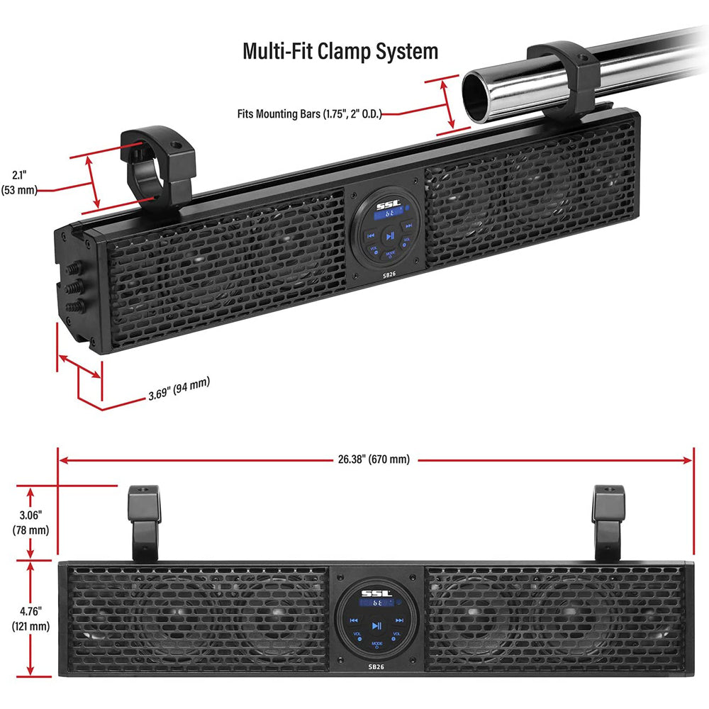 SOUNDSTORM 26 Inch Class A/B Audio System Bluetooth Sound Bar Speaker w/ Remote