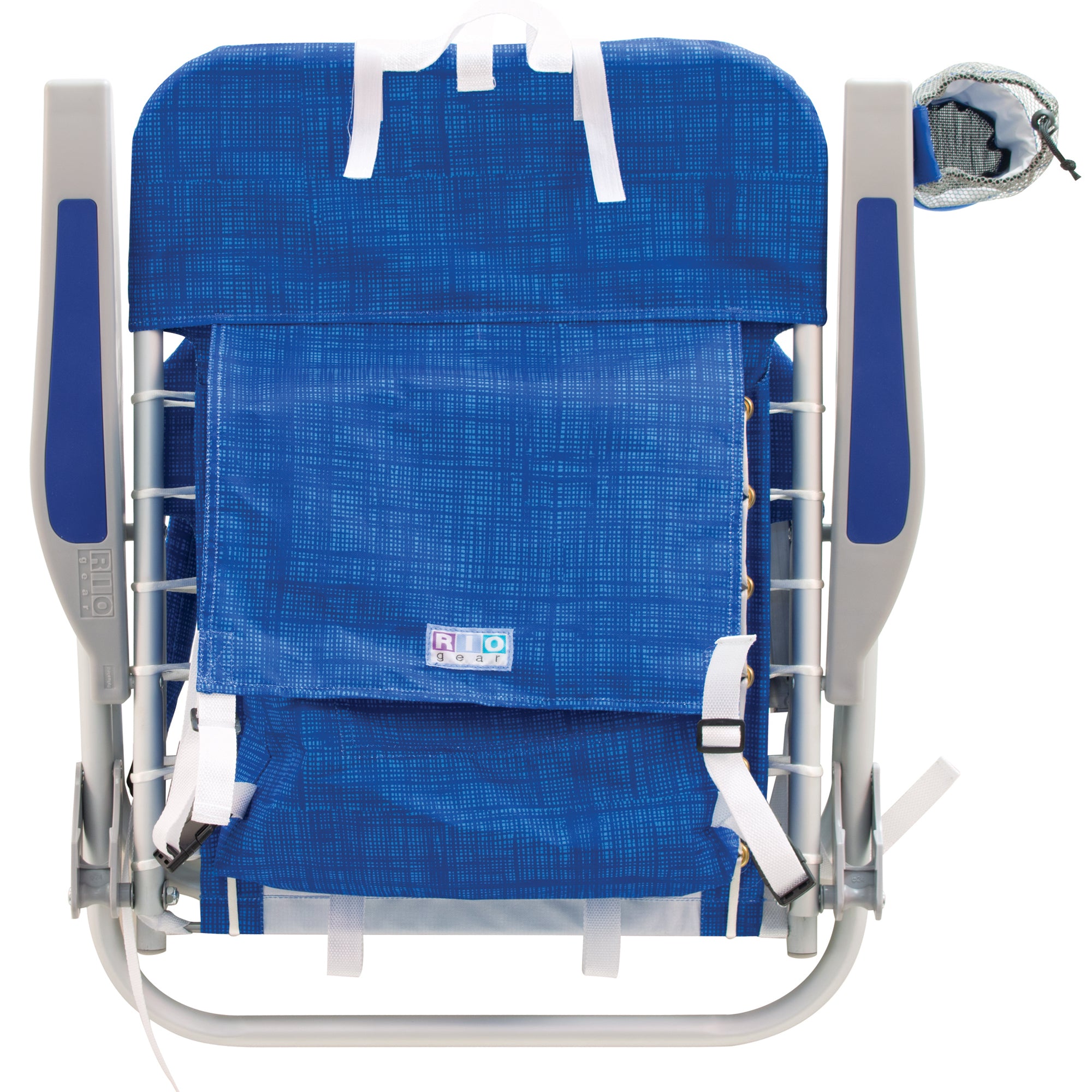 RIO Brands Portable 4 Position Lace Up Folding Backpack Beach Lounge Chair, Blue